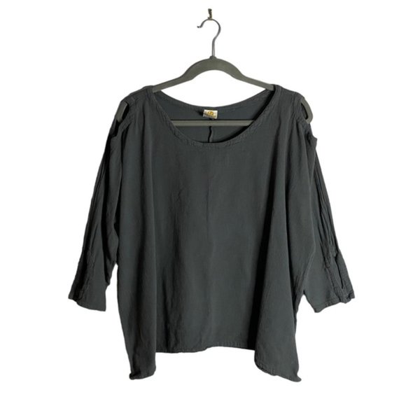 Abaca Women's Green Round Neck Patterned 3/4 Sleeve Top - Picture 1 of 6